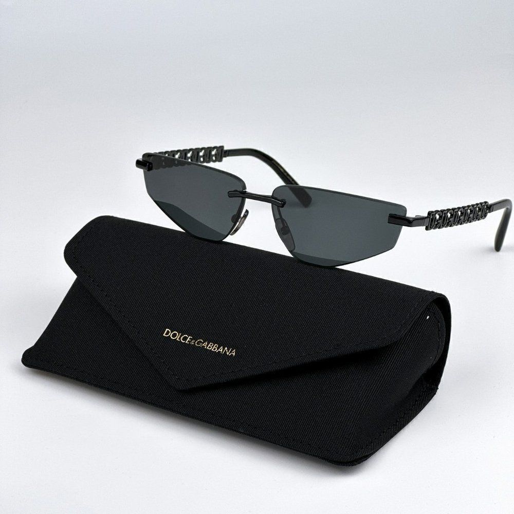 SALE! NEW D&G DG2301 01/87 Essentials Black Rimless Rectangle Women Sunglasses